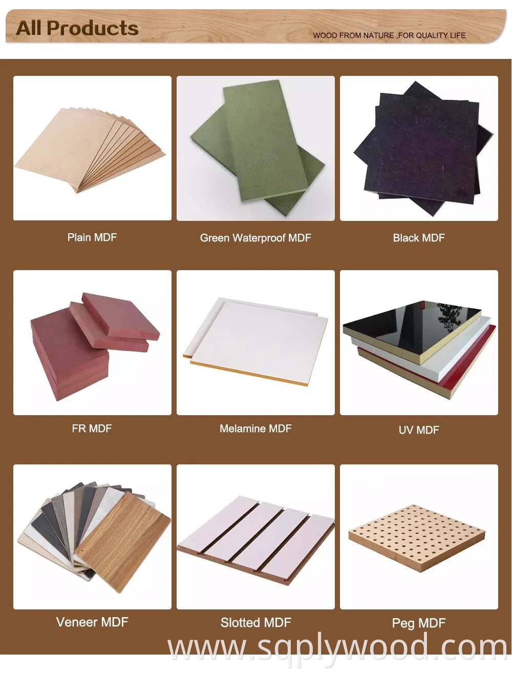 1220*2440mm Cabinet Wood Faced UV Raw Laminated Melamine Slot Slotted Waterproof Moisture Resistant Glossy Fiberboard Plain Melamine MDF